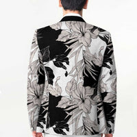 Black White Monotone Tropical Flowers Pattern Blazer LT01 - Polynesian Pride
