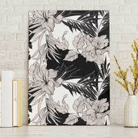 Black White Monotone Tropical Flowers Pattern Canvas Wall Art LT01 Without Frame Black - Polynesian Pride