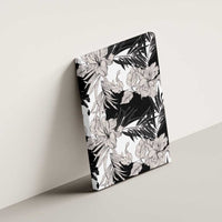 Black White Monotone Tropical Flowers Pattern Canvas Wall Art LT01 - Polynesian Pride