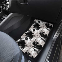 Black White Monotone Tropical Flowers Pattern Car Mats LT01 - Polynesian Pride