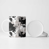 Black White Monotone Tropical Flowers Pattern Ceramic Mug LT01 - Polynesian Pride