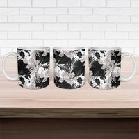 Black White Monotone Tropical Flowers Pattern Ceramic Mug LT01 - Polynesian Pride