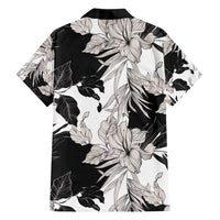 Black White Monotone Tropical Flowers Pattern Family Matching Puletasi and Hawaiian Shirt LT01 - Polynesian Pride