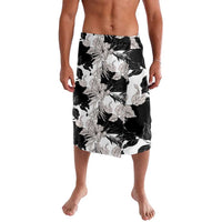 Black White Monotone Tropical Flowers Pattern Lavalava - Polynesian Pride