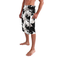 Black White Monotone Tropical Flowers Pattern Lavalava - Polynesian Pride