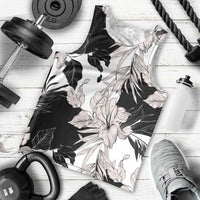Black White Monotone Tropical Flowers Pattern Men Tank Top LT01 - Polynesian Pride