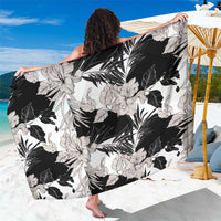 Black White Monotone Tropical Flowers Pattern Sarong - Polynesian Pride