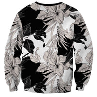Black White Monotone Tropical Flowers Pattern Sweatshirt LT01 - Polynesian Pride