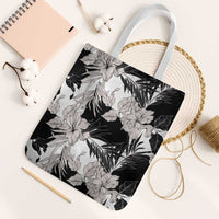 Black White Monotone Tropical Flowers Pattern Tote Bag - Polynesian Pride