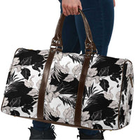 Black White Monotone Tropical Flowers Pattern Travel Bag - Polynesian Pride