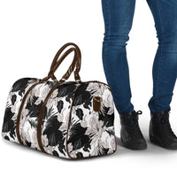 Black White Monotone Tropical Flowers Pattern Travel Bag - Polynesian Pride