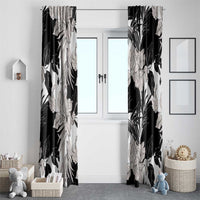 Black White Monotone Tropical Flowers Pattern Window Curtain - Polynesian Pride