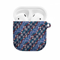 Polynesian Monstera Tiare Floral AirPods Case Royal Blue Tropical Plaid LT01 Blue - Polynesian Pride
