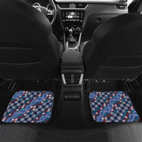 Polynesian Monstera Tiare Floral Car Mats Royal Blue Tropical Plaid LT01 Set 2pcs - Back Blue - Polynesian Pride