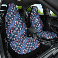 Polynesian Monstera Tiare Floral Car Seat Cover Royal Blue Tropical Plaid LT01 One Size Blue - Polynesian Pride