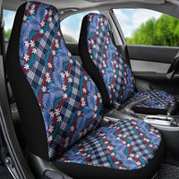 Polynesian Monstera Tiare Floral Car Seat Cover Royal Blue Tropical Plaid LT01 - Polynesian Pride