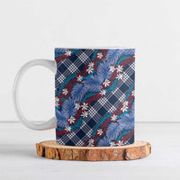 Polynesian Monstera Tiare Floral Ceramic Mug Royal Blue Tropical Plaid LT01 Blue - Polynesian Pride