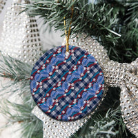 Polynesian Monstera Tiare Floral Ceramic Ornament Royal Blue Tropical Plaid LT01 - Polynesian Pride