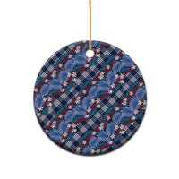 Polynesian Monstera Tiare Floral Ceramic Ornament Royal Blue Tropical Plaid LT01 - Polynesian Pride