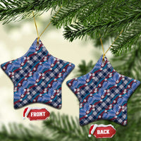 Polynesian Monstera Tiare Floral Ceramic Ornament Royal Blue Tropical Plaid LT01 Star Blue - Polynesian Pride
