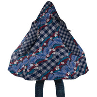 Polynesian Monstera Tiare Floral Cloak Royal Blue Tropical Plaid LT01 Unisex Blue - Polynesian Pride