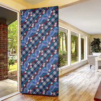 Polynesian Monstera Tiare Floral Door Cover Royal Blue Tropical Plaid LT01 - Polynesian Pride