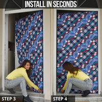 Polynesian Monstera Tiare Floral Door Cover Royal Blue Tropical Plaid LT01 - Polynesian Pride