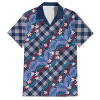 Polynesian Monstera Tiare Floral Hawaiian Shirt Royal Blue Tropical Plaid LT01 Blue - Polynesian Pride