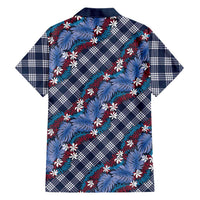 Polynesian Monstera Tiare Floral Hawaiian Shirt Royal Blue Tropical Plaid LT01 - Polynesian Pride