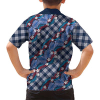 Polynesian Monstera Tiare Floral Hawaiian Shirt Royal Blue Tropical Plaid LT01 - Polynesian Pride
