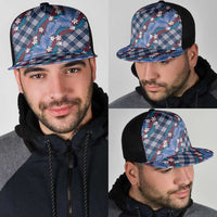 Polynesian Monstera Tiare Floral Mesh Trucker Cap Royal Blue Tropical Plaid LT01 - Polynesian Pride