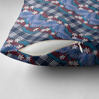 Polynesian Monstera Tiare Floral Pillow Cover Royal Blue Tropical Plaid - Polynesian Pride