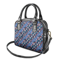 Polynesian Monstera Tiare Floral Shoulder Handbag Royal Blue Tropical Plaid - Polynesian Pride