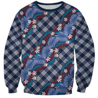 Polynesian Monstera Tiare Floral Sweatshirt Royal Blue Tropical Plaid LT01 Unisex Blue - Polynesian Pride
