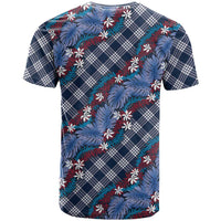 Polynesian Monstera Tiare Floral T Shirt Royal Blue Tropical Plaid LT01 - Polynesian Pride