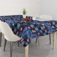 Polynesian Monstera Tiare Floral Tablecloth Royal Blue Tropical Plaid LT01 - Polynesian Pride