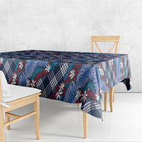 Polynesian Monstera Tiare Floral Tablecloth Royal Blue Tropical Plaid LT01 - Polynesian Pride