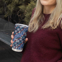 Polynesian Monstera Tiare Floral Tumbler Cup Royal Blue Tropical Plaid LT01 - Polynesian Pride