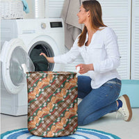 Polynesian Monstera Tiare Floral Laundry Basket Chocolate Brown Tropical Plaid LT01 - Polynesian Pride