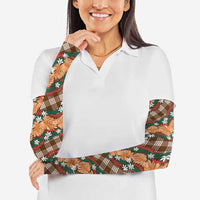 Polynesian Monstera Tiare Floral Arm Sleeves Chocolate Brown Tropical Plaid LT01 - Polynesian Pride