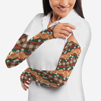 Polynesian Monstera Tiare Floral Arm Sleeves Chocolate Brown Tropical Plaid LT01 - Polynesian Pride