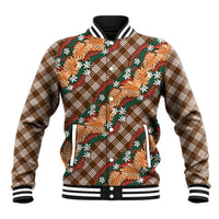 Polynesian Monstera Tiare Floral Baseball Jacket Chocolate Brown Tropical Plaid LT01 Unisex Brown - Polynesian Pride