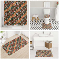 Polynesian Monstera Tiare Floral Bathroom Set Chocolate Brown Tropical Plaid - Polynesian Pride