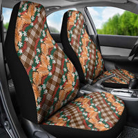 Polynesian Monstera Tiare Floral Car Seat Cover Chocolate Brown Tropical Plaid LT01 - Polynesian Pride