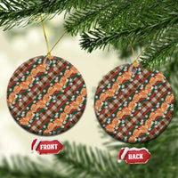 Polynesian Monstera Tiare Floral Ceramic Ornament Chocolate Brown Tropical Plaid LT01 Circle Brown - Polynesian Pride