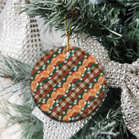 Polynesian Monstera Tiare Floral Ceramic Ornament Chocolate Brown Tropical Plaid LT01 - Polynesian Pride