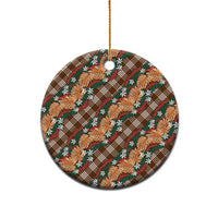 Polynesian Monstera Tiare Floral Ceramic Ornament Chocolate Brown Tropical Plaid LT01 - Polynesian Pride