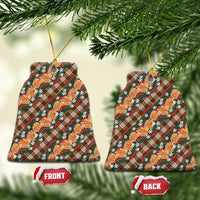 Polynesian Monstera Tiare Floral Ceramic Ornament Chocolate Brown Tropical Plaid LT01 Bell Flake Brown - Polynesian Pride