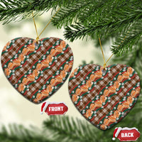 Polynesian Monstera Tiare Floral Ceramic Ornament Chocolate Brown Tropical Plaid LT01 Heart Brown - Polynesian Pride