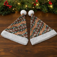 Polynesian Monstera Tiare Floral Christmas Santa Hat Chocolate Brown Tropical Plaid - Polynesian Pride